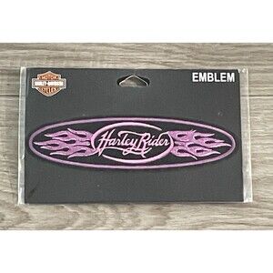 Harley Davidson Harley Diva Ladies Harley Rider Flames Sew On Patch Pink & Black
